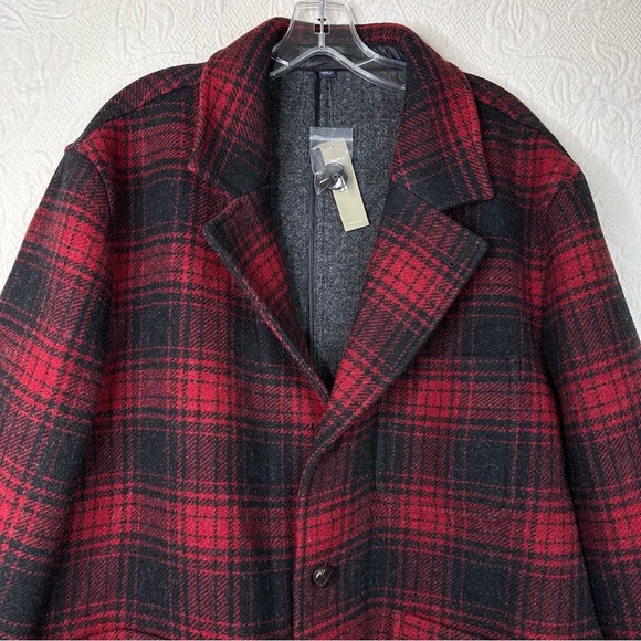 J. Crew L Limited Edition Ludlow Red & Black Plaid Overcoat in English Wool NWT - Picture 1 of 16